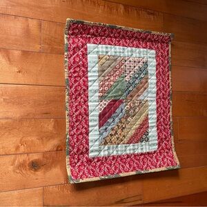 Handmade Patchwork Mini Quilt - Red and Multicolor